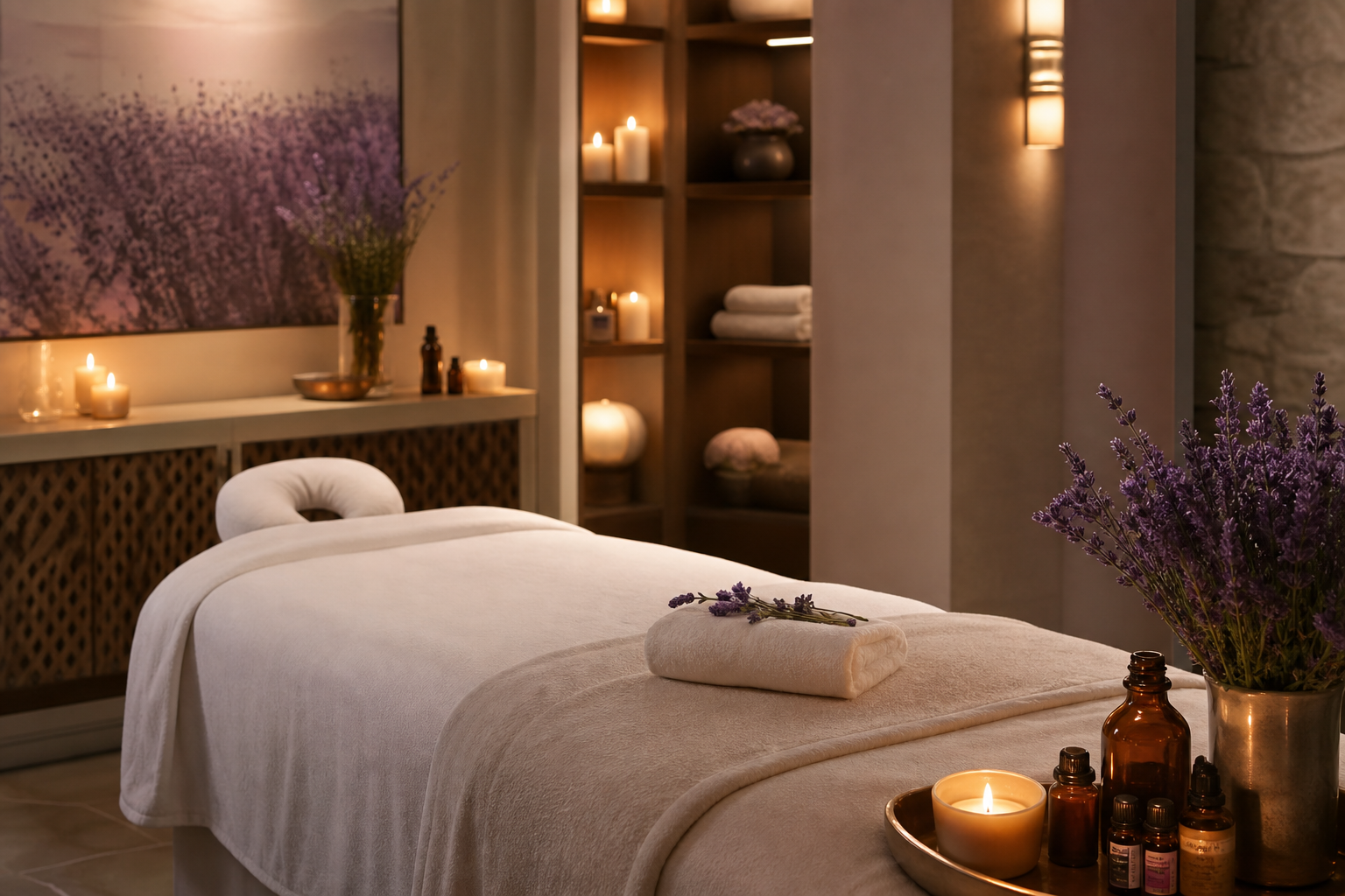 Private treatment room with ambient lighting